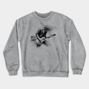 Rock Guitarist Silhouette Graphic Tee | Windblown Rock Star Guitar Legend Crewneck Sweatshirt